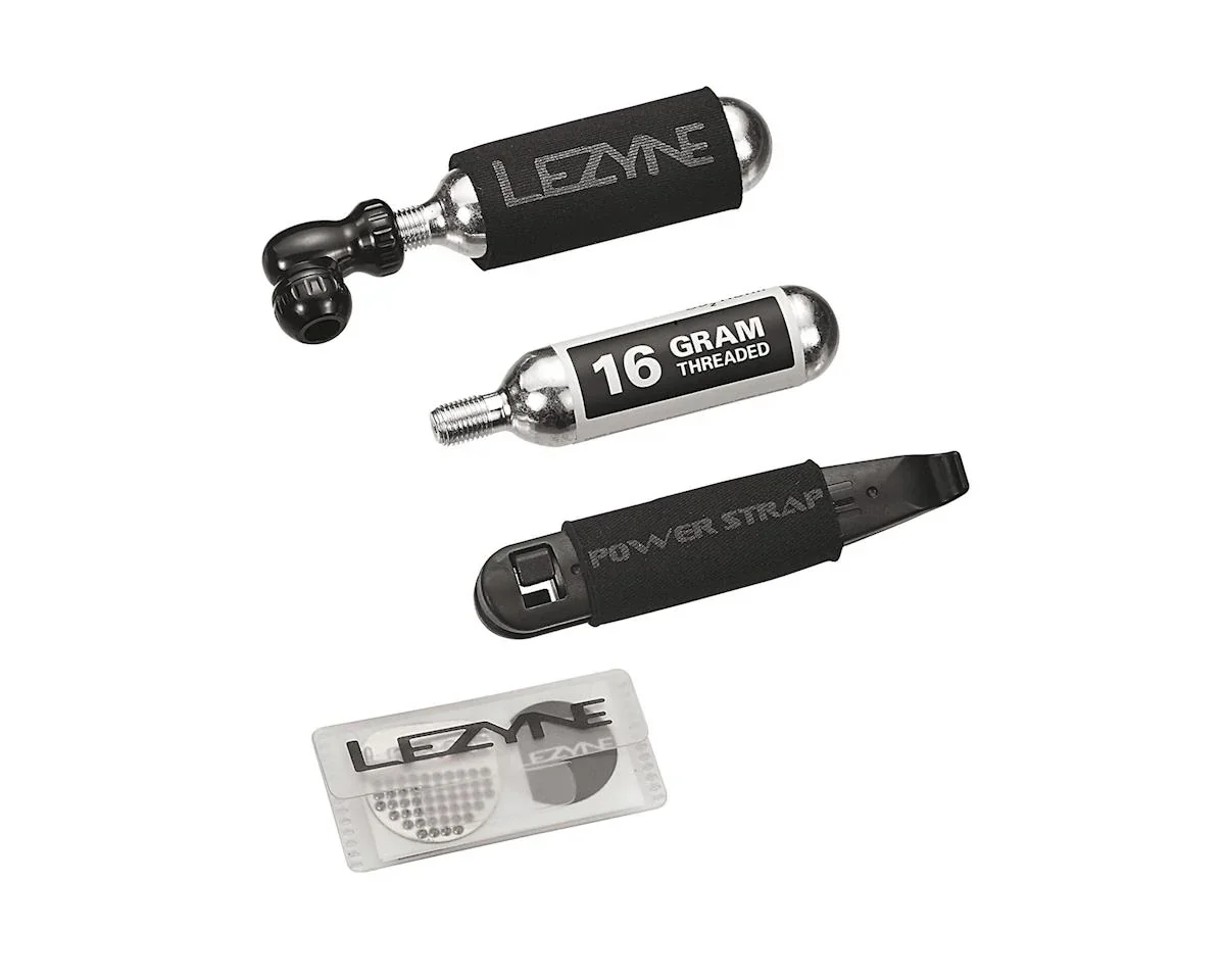 Lezyne Twin Speed Drive CO2 Inflator & Tire Repair Kit (Black) (Inflator, Patch Kit, Tire Levers, & CO2 Cartridges)